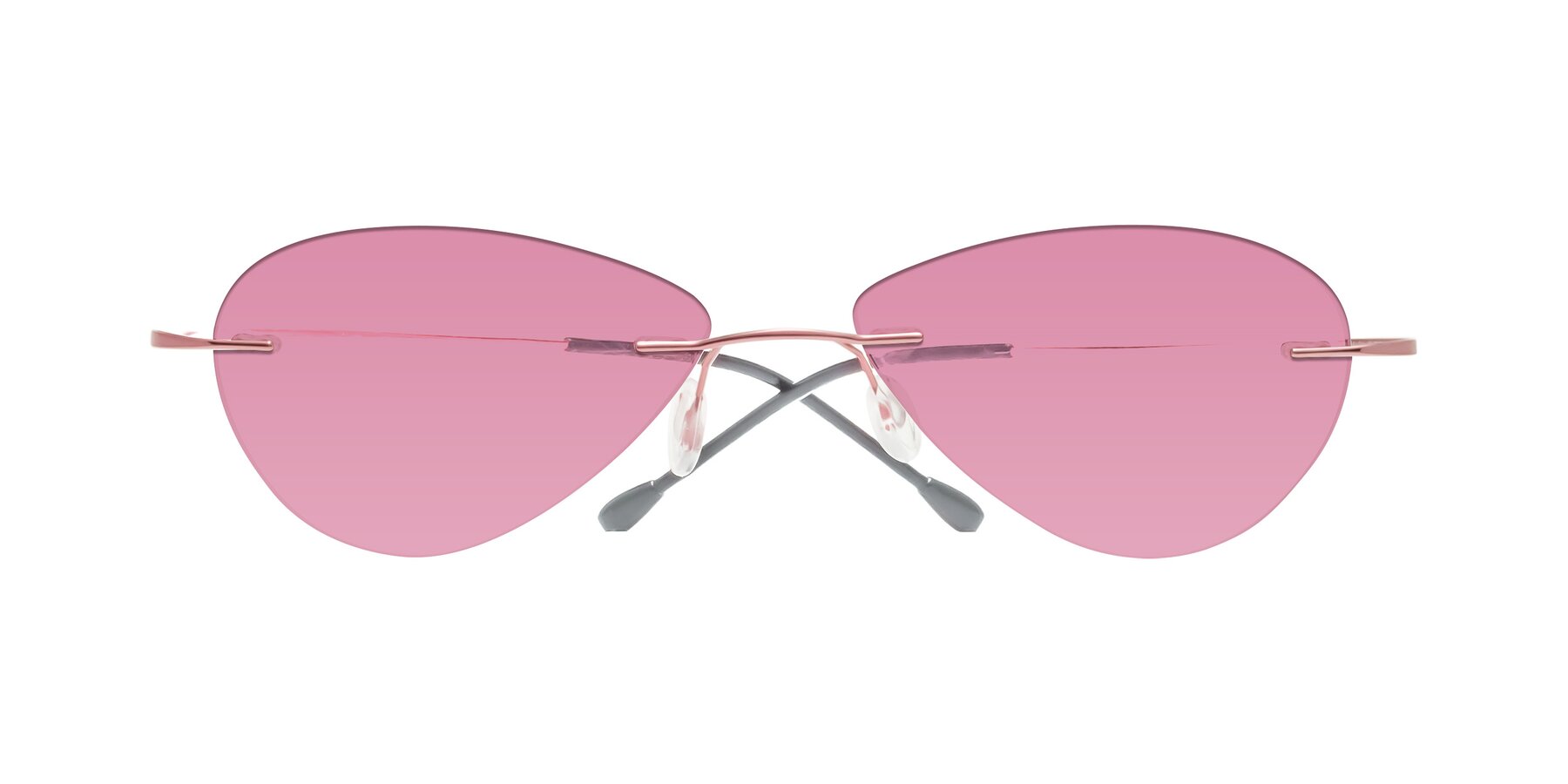 Folded Front of Thea in Light Pink with Medium Wine Tinted Lenses