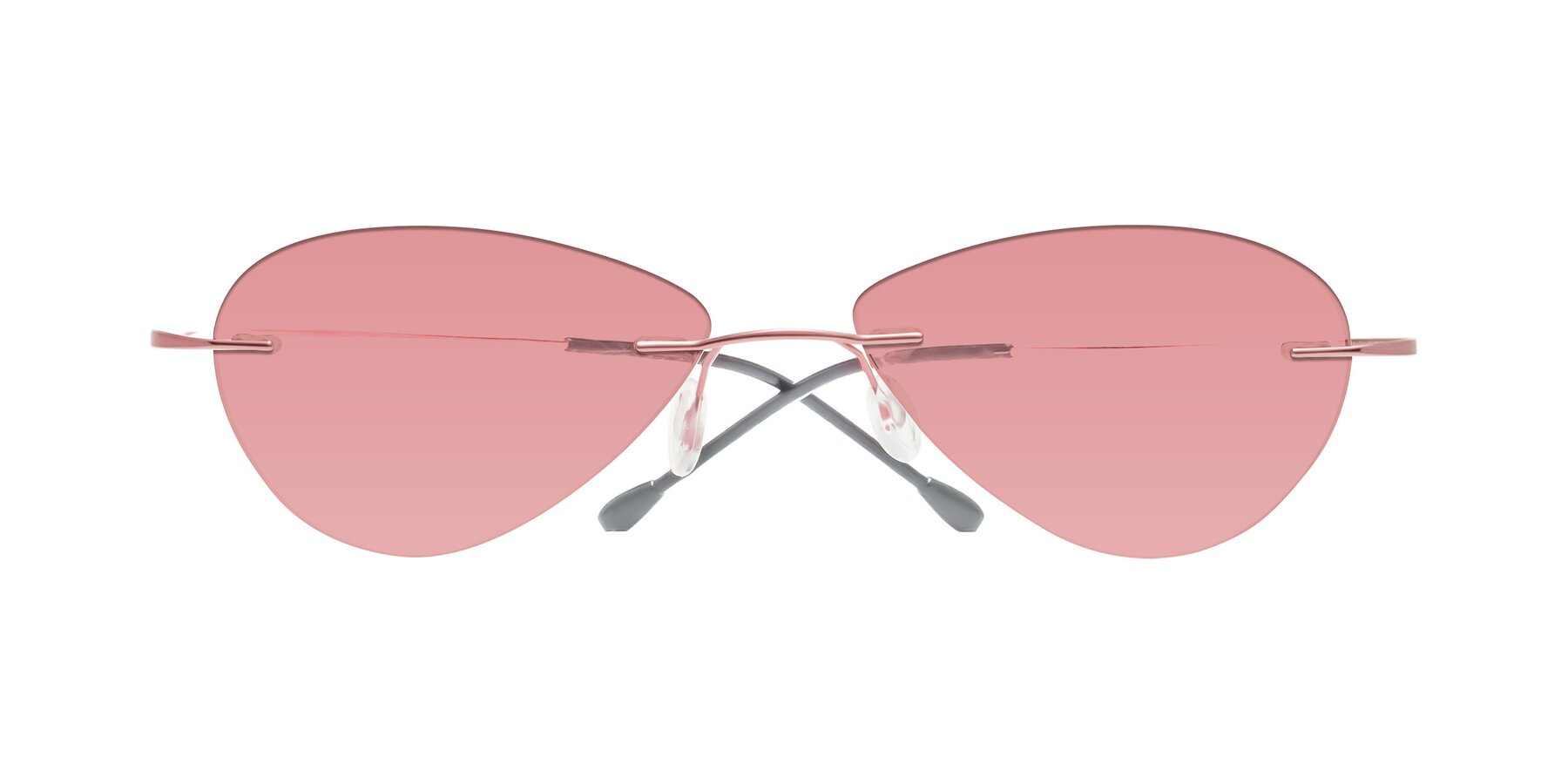 Folded Front of Thea in Light Pink with Medium Garnet Tinted Lenses