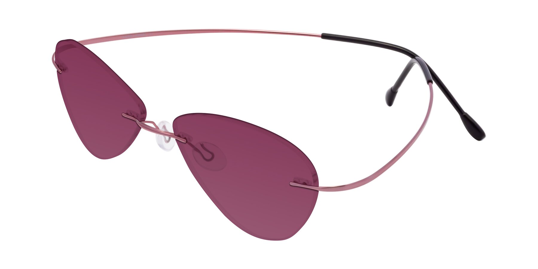 Angle of Thea in Light Pink with Wine Tinted Lenses