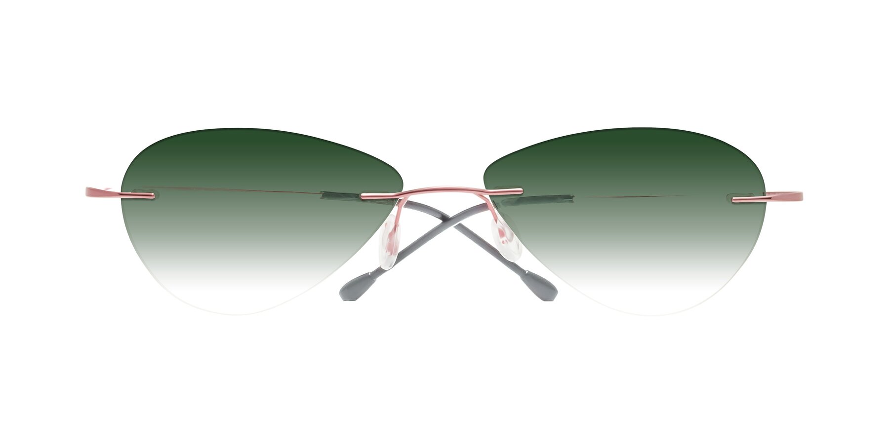 Folded Front of Thea in Light Pink with Green Gradient Lenses