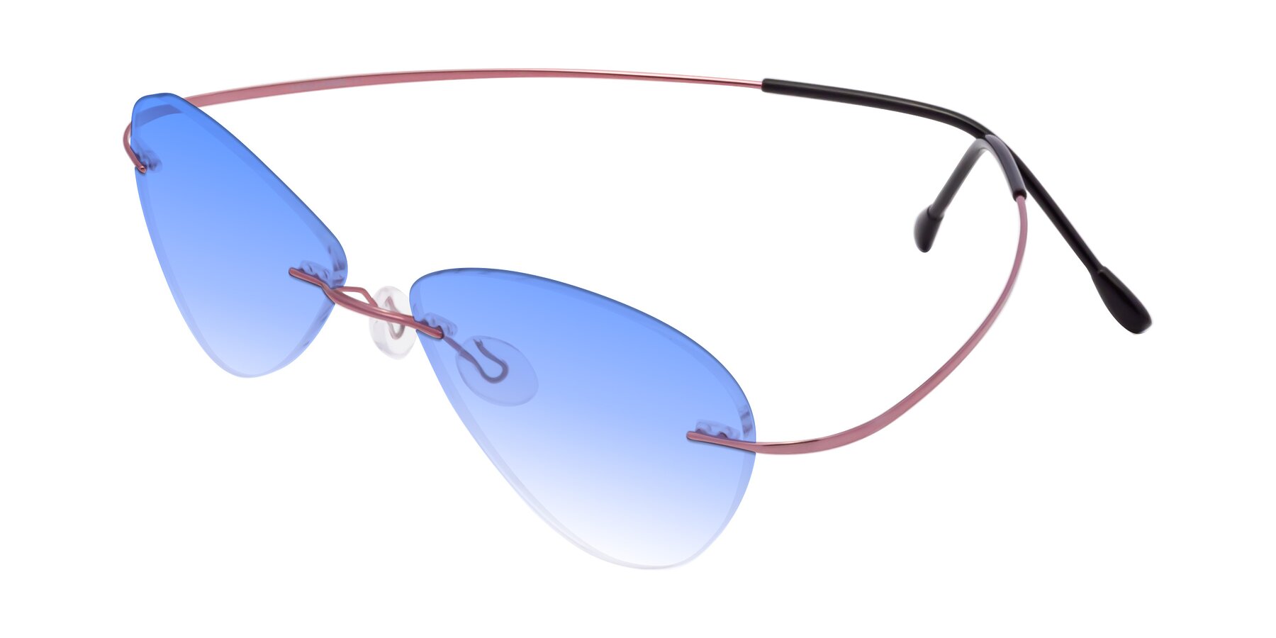 Angle of Thea in Light Pink with Blue Gradient Lenses