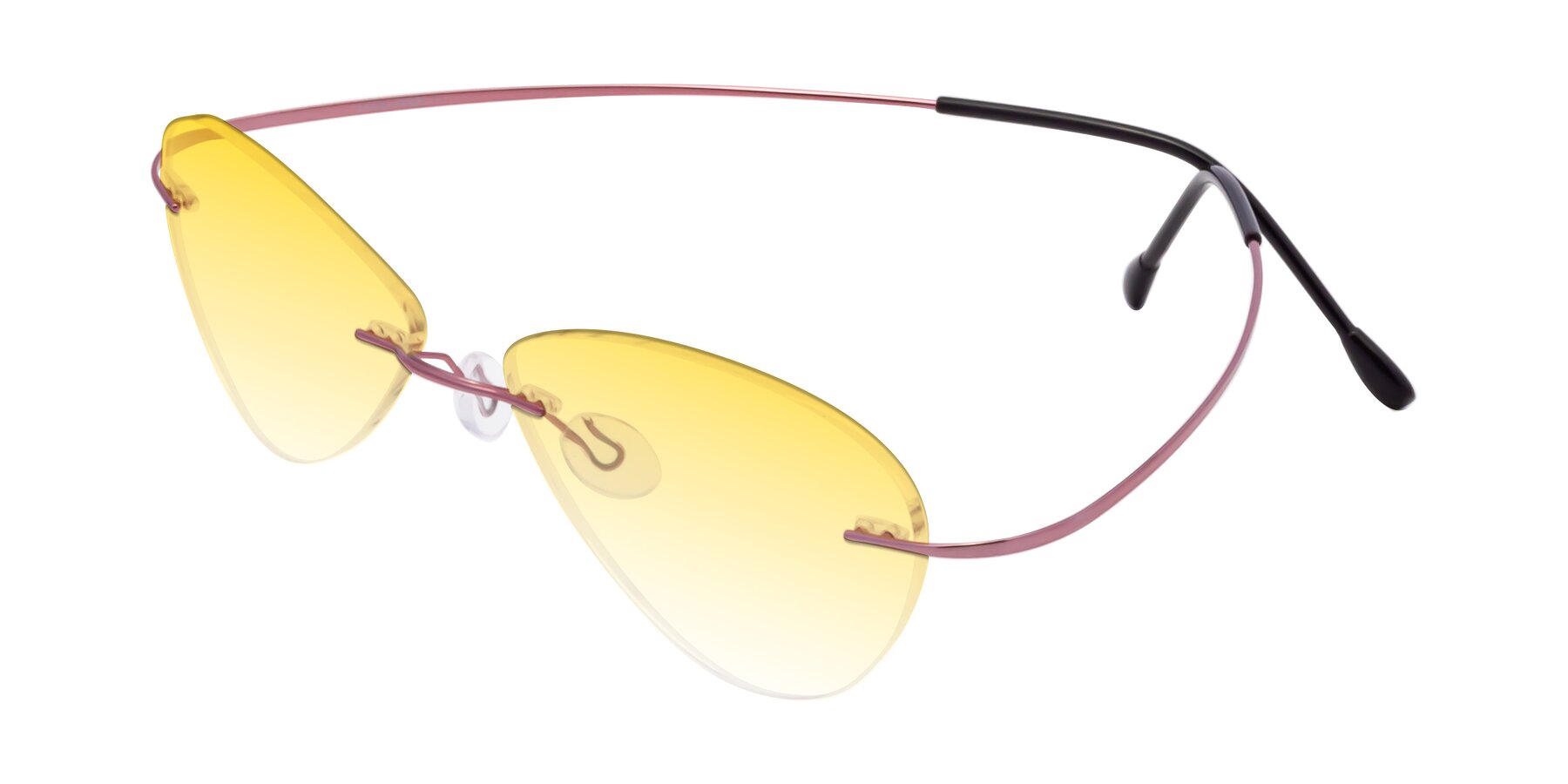 Angle of Thea in Light Pink with Yellow Gradient Lenses