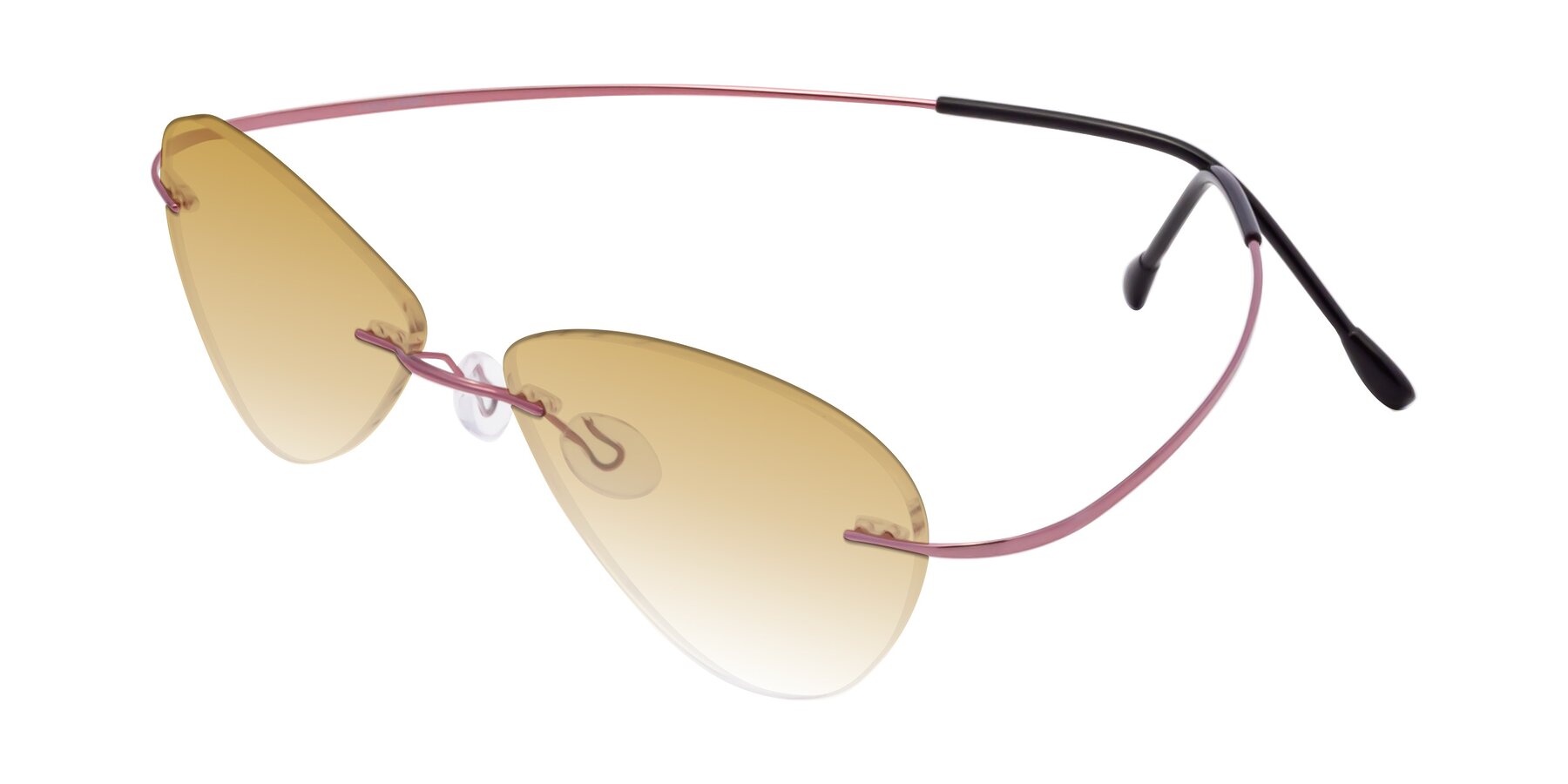 Angle of Thea in Light Pink with Champagne Gradient Lenses