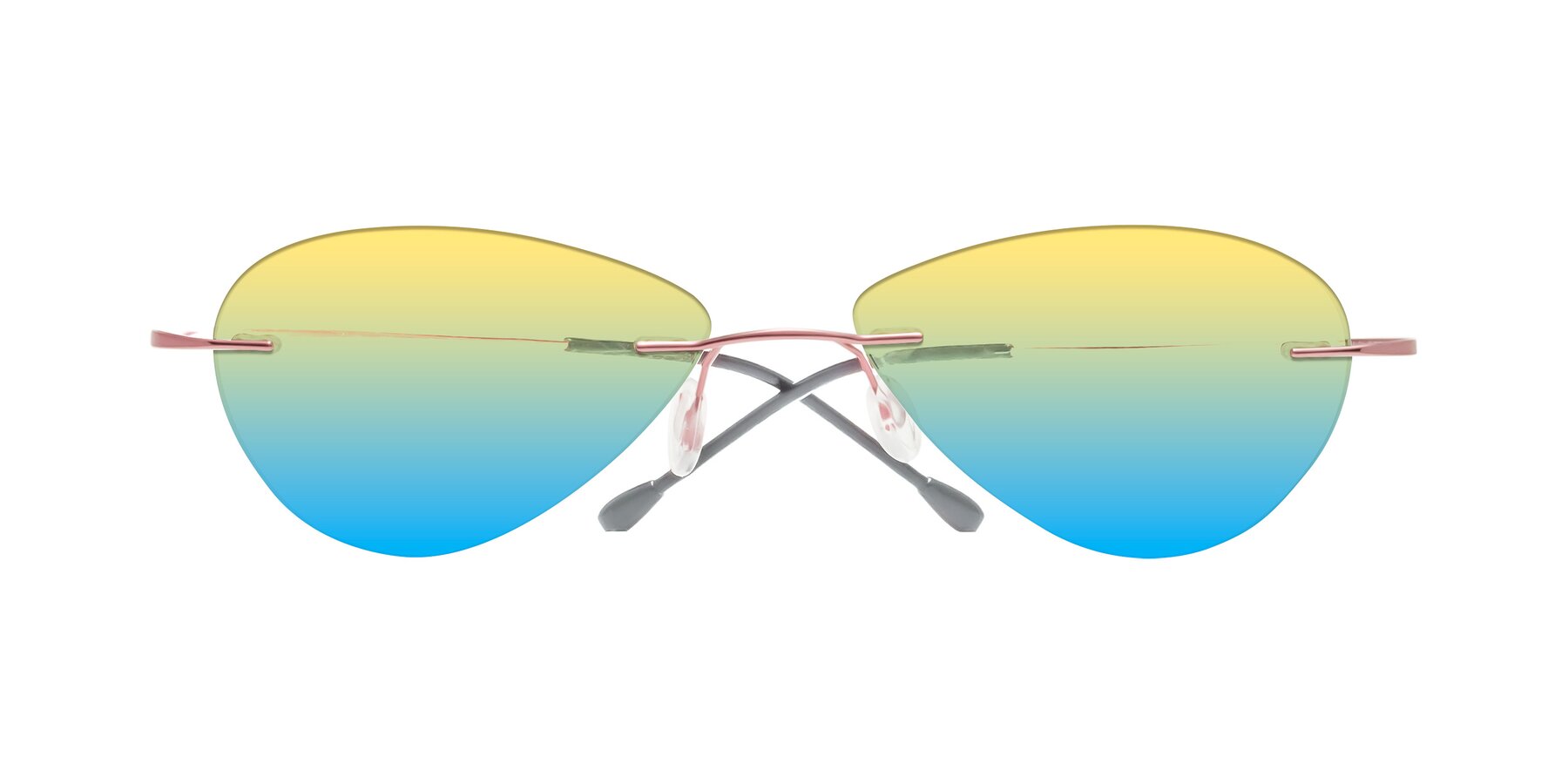 Folded Front of Thea in Light Pink with Yellow / Blue Gradient Lenses