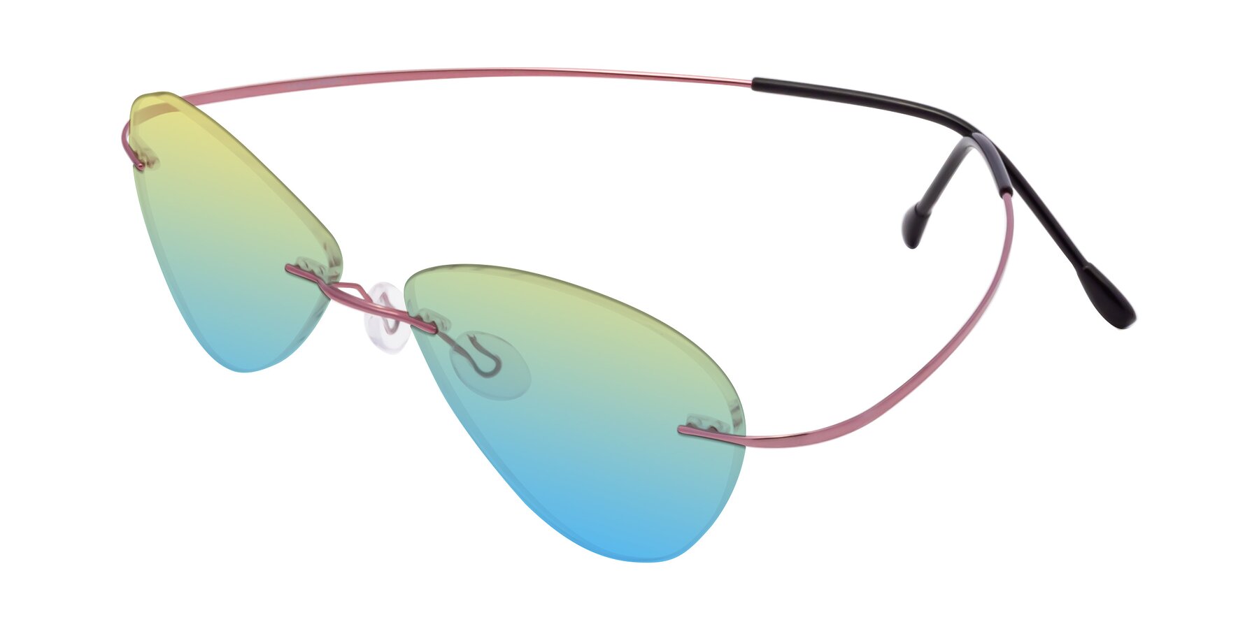 Angle of Thea in Light Pink with Yellow / Blue Gradient Lenses