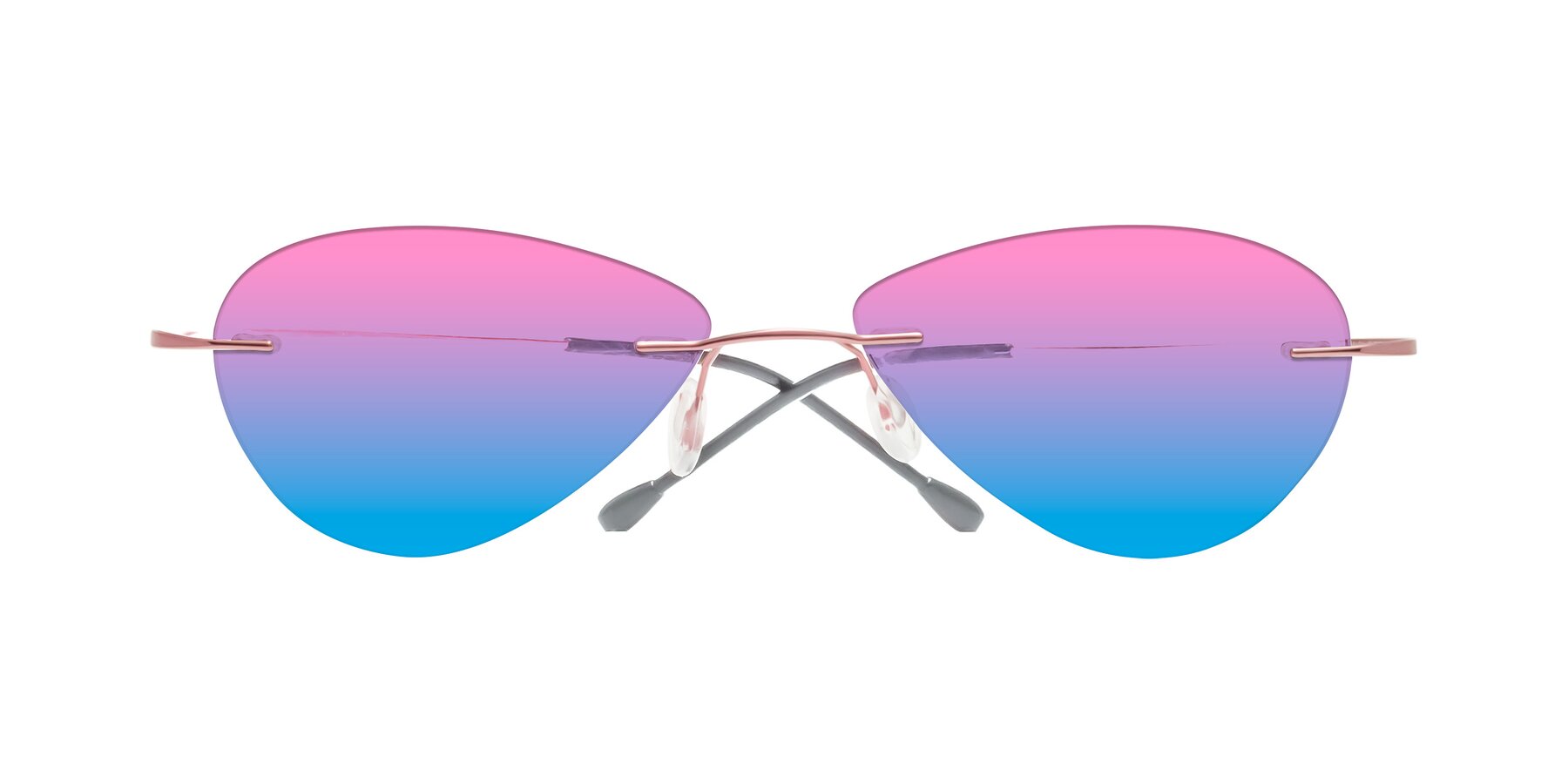 Folded Front of Thea in Light Pink with Pink / Blue Gradient Lenses