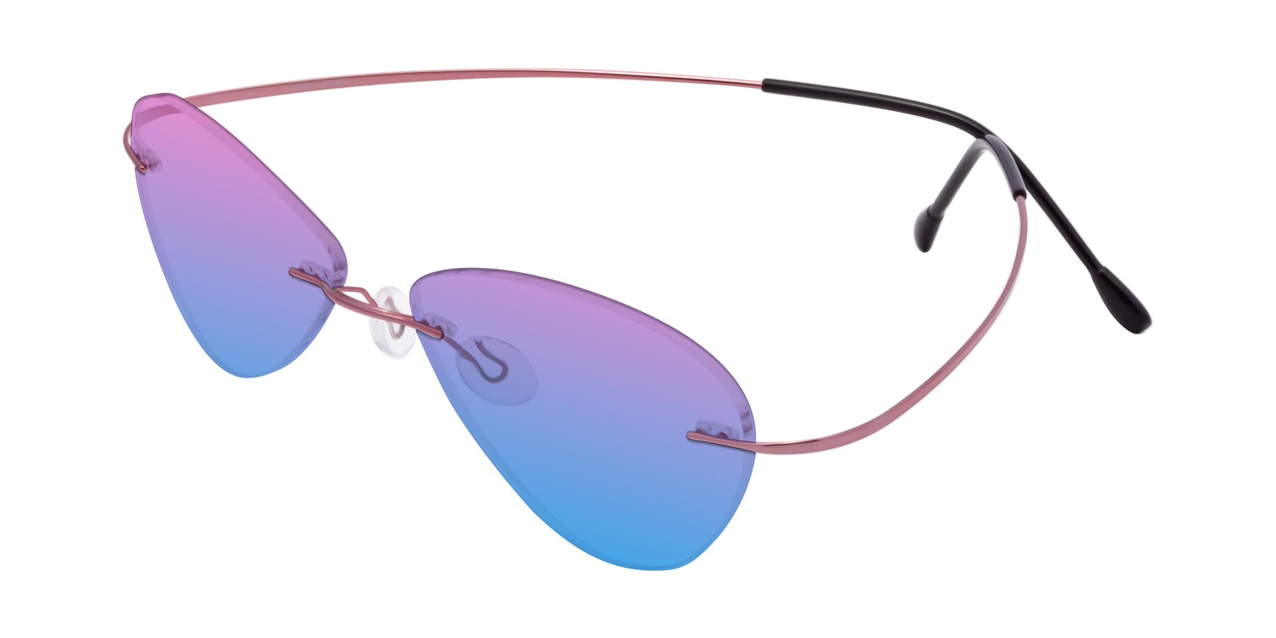 Angle of Thea in Light Pink with Pink / Blue Gradient Lenses