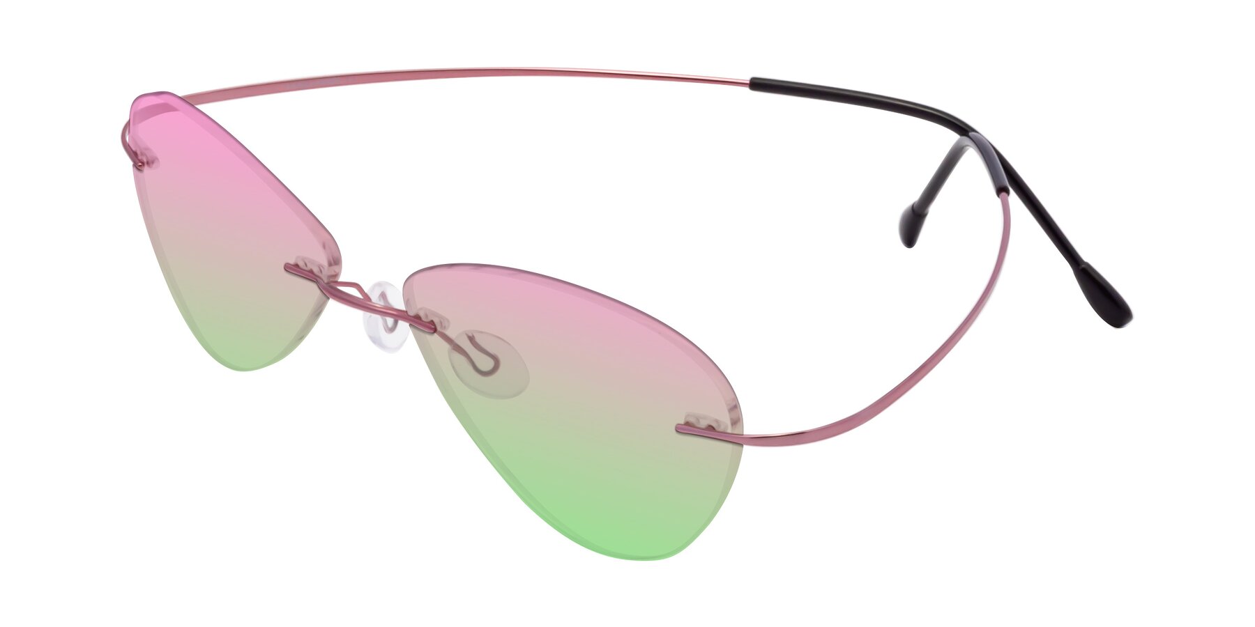 Angle of Thea in Light Pink with Pink / Green Gradient Lenses