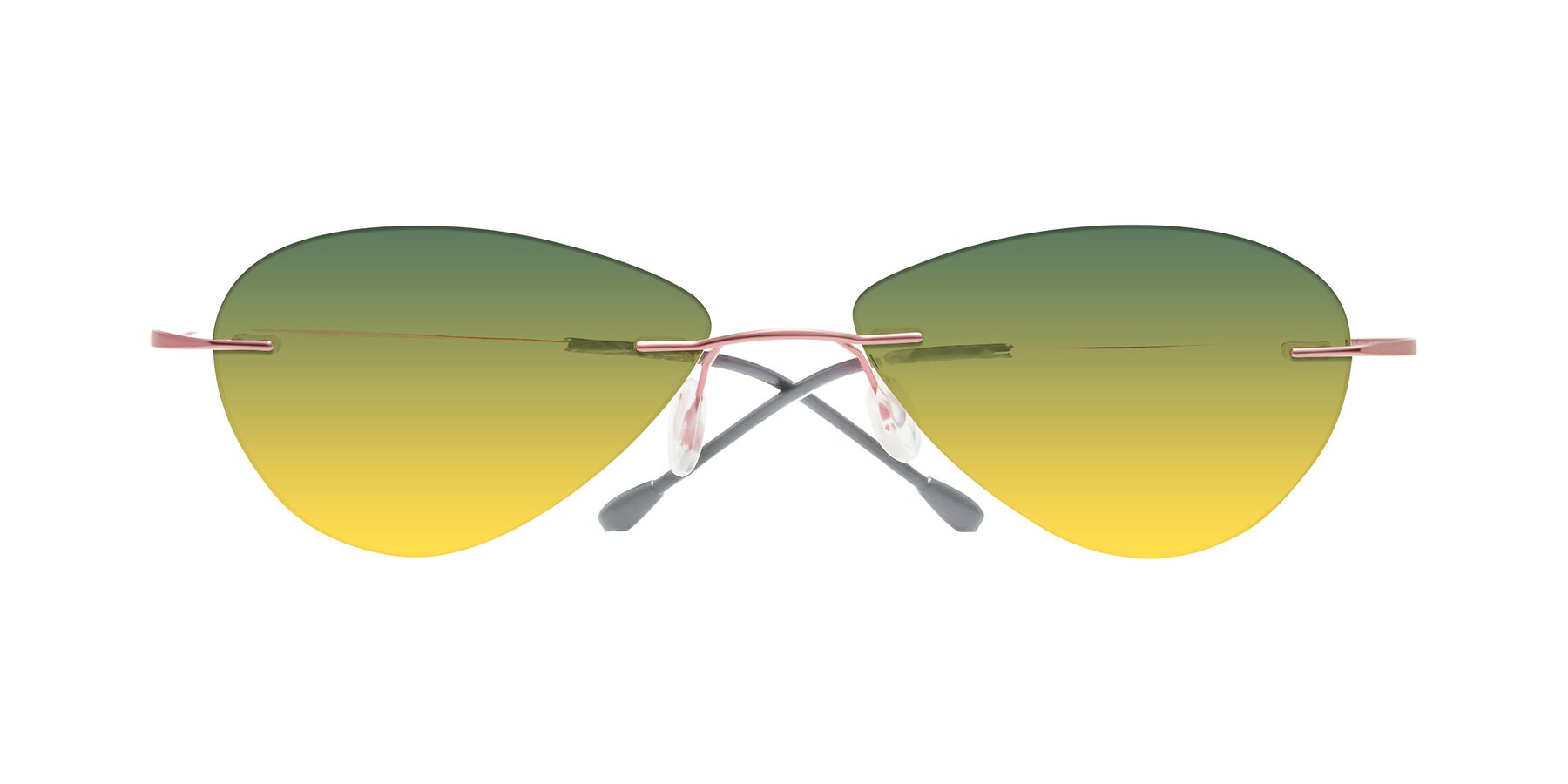 Folded Front of Thea in Light Pink with Green / Yellow Gradient Lenses