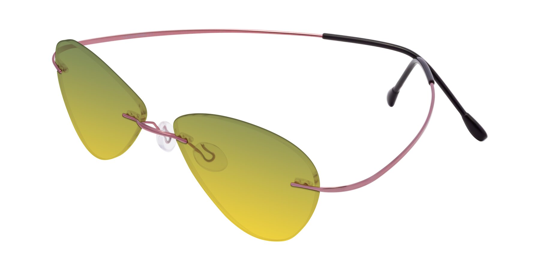 Angle of Thea in Light Pink with Green / Yellow Gradient Lenses