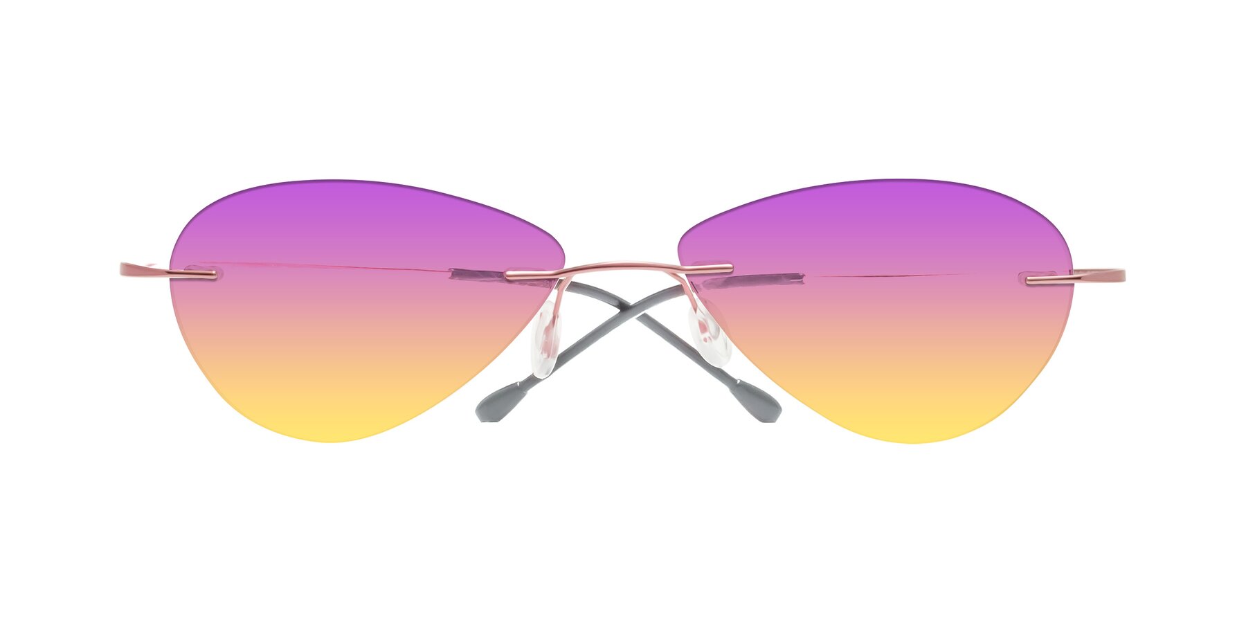 Folded Front of Thea in Light Pink with Purple / Yellow Gradient Lenses