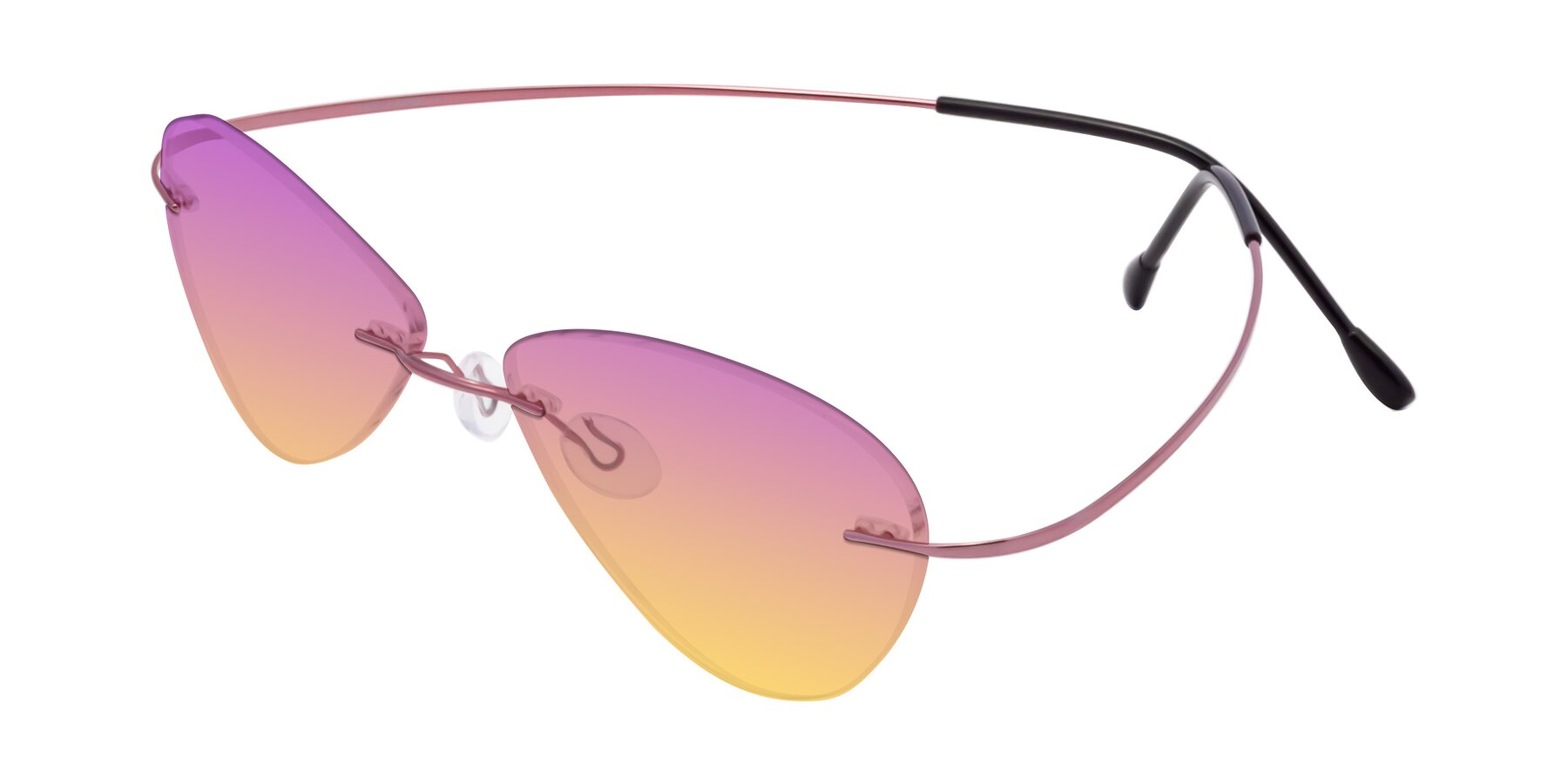 Angle of Thea in Light Pink with Purple / Yellow Gradient Lenses
