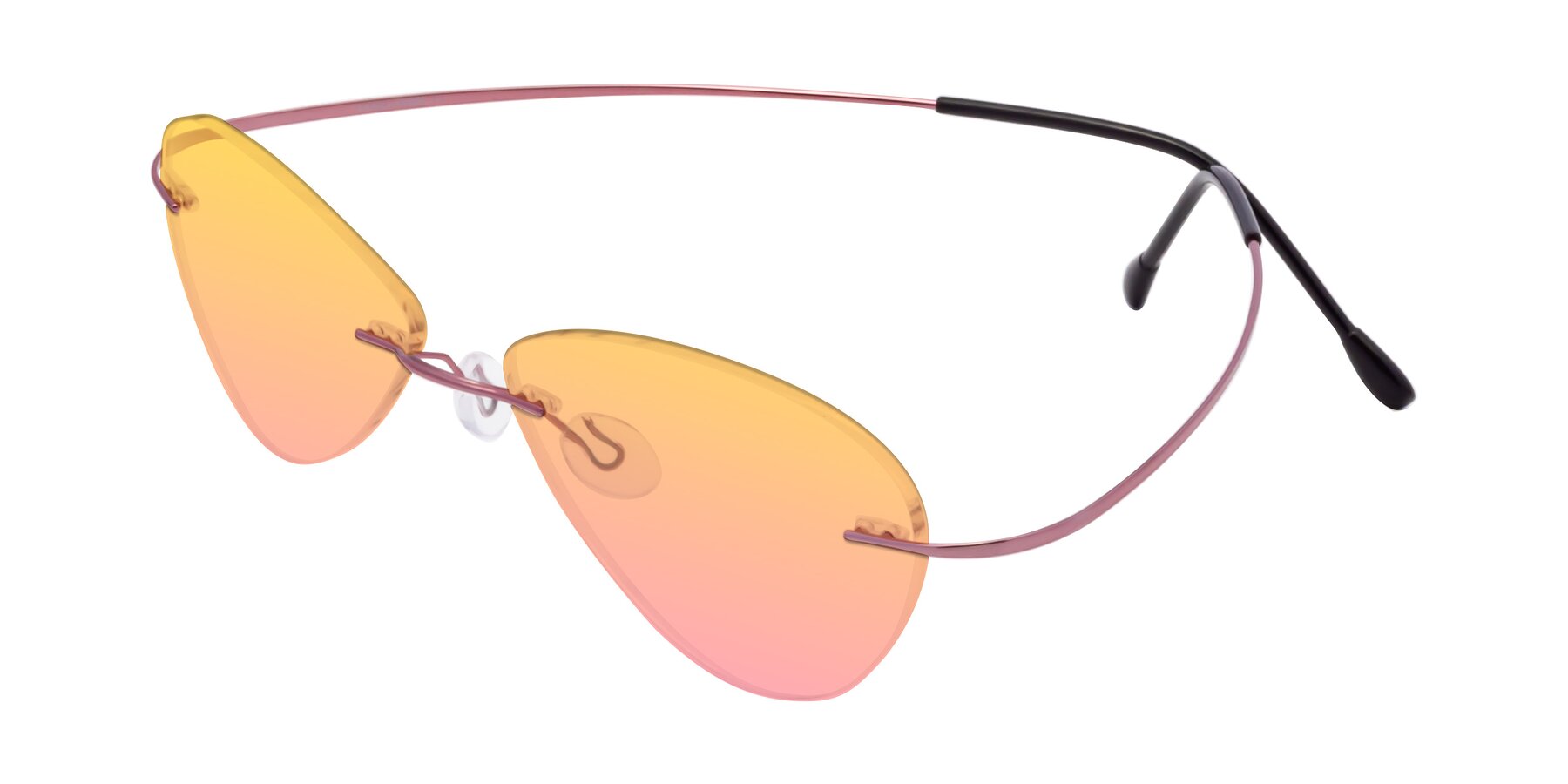 Angle of Thea in Light Pink with Yellow / Pink Gradient Lenses