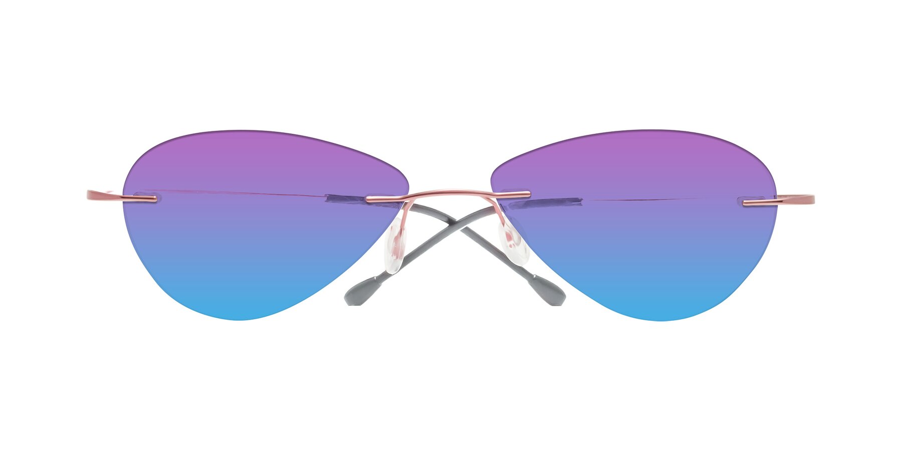 Folded Front of Thea in Light Pink with Purple / Blue Gradient Lenses