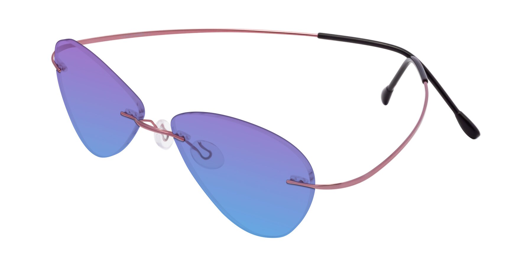 Angle of Thea in Light Pink with Purple / Blue Gradient Lenses