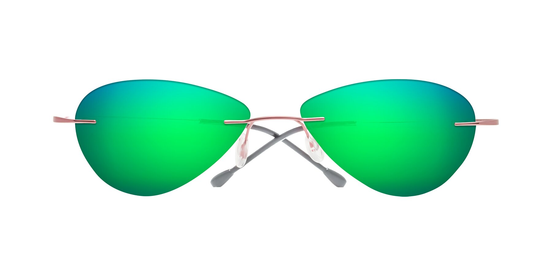 Folded Front of Thea in Light Pink with Green Mirrored Lenses