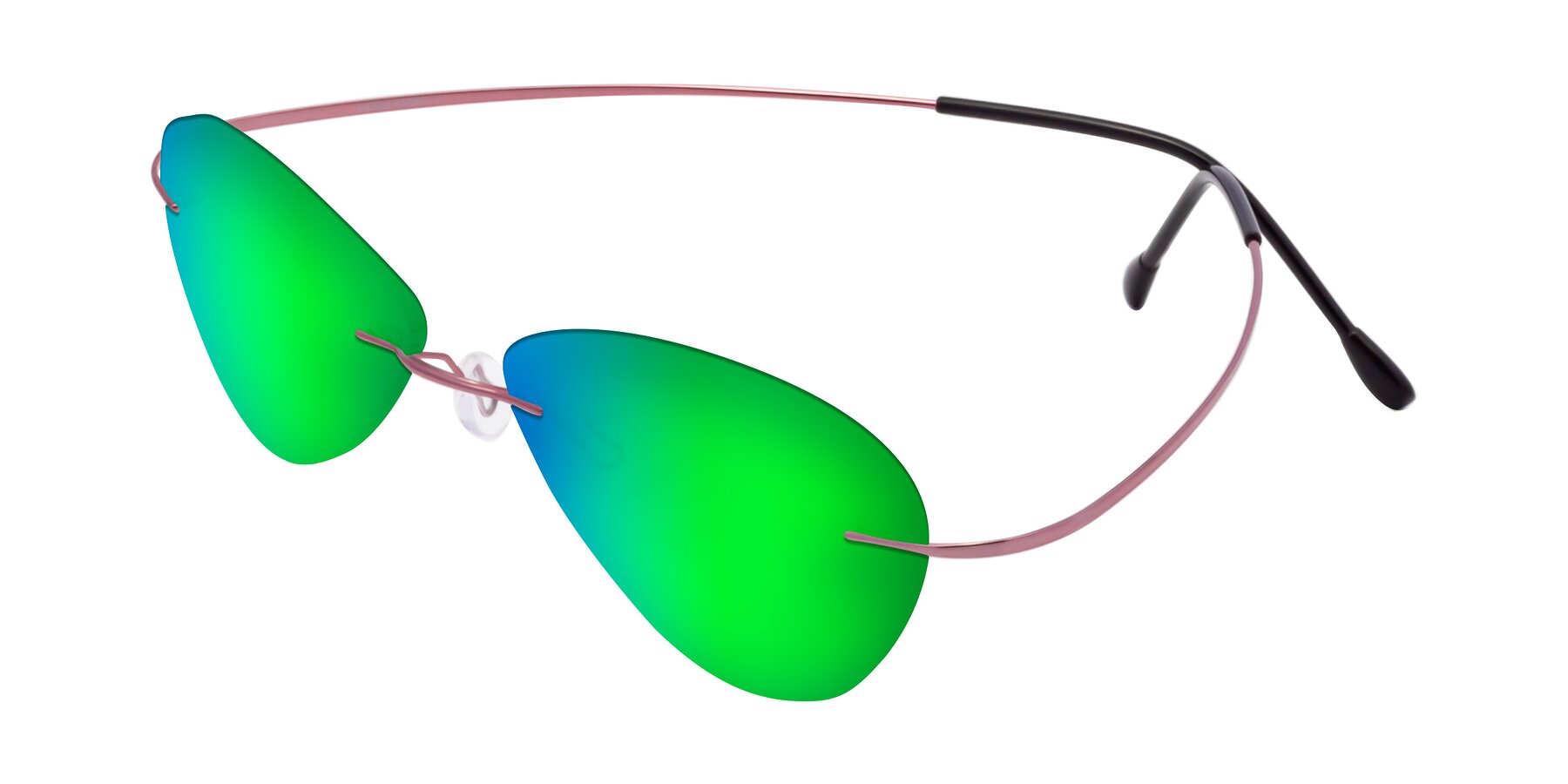 Angle of Thea in Light Pink with Green Mirrored Lenses