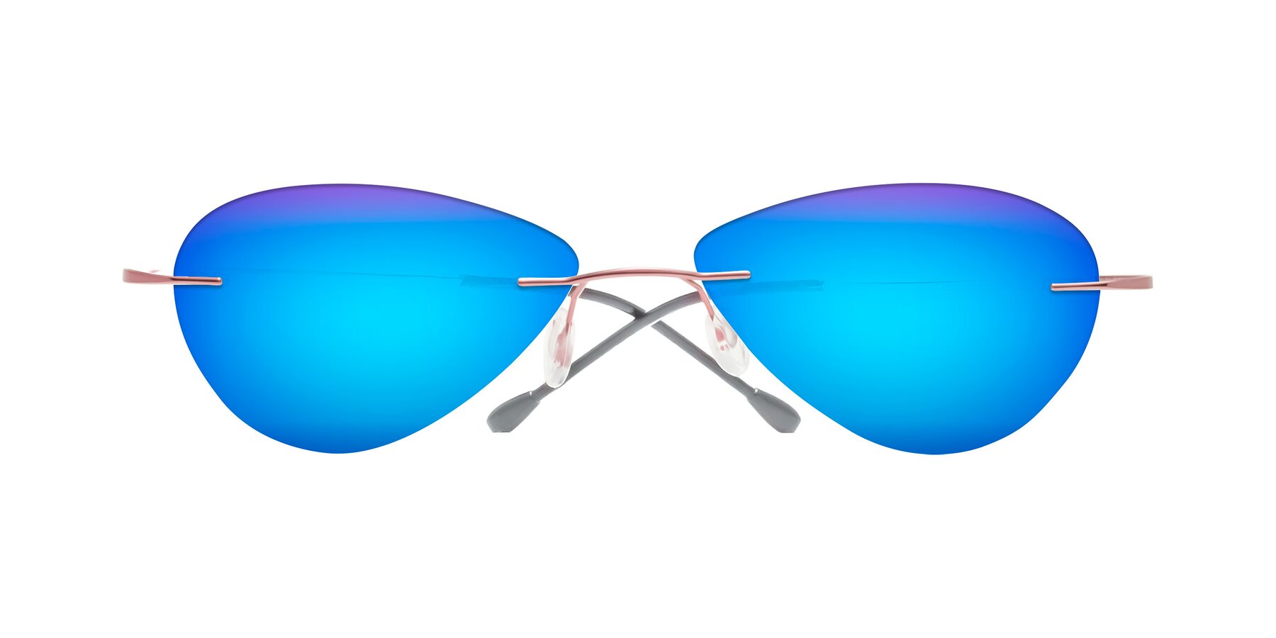 Folded Front of Thea in Light Pink with Blue Mirrored Lenses