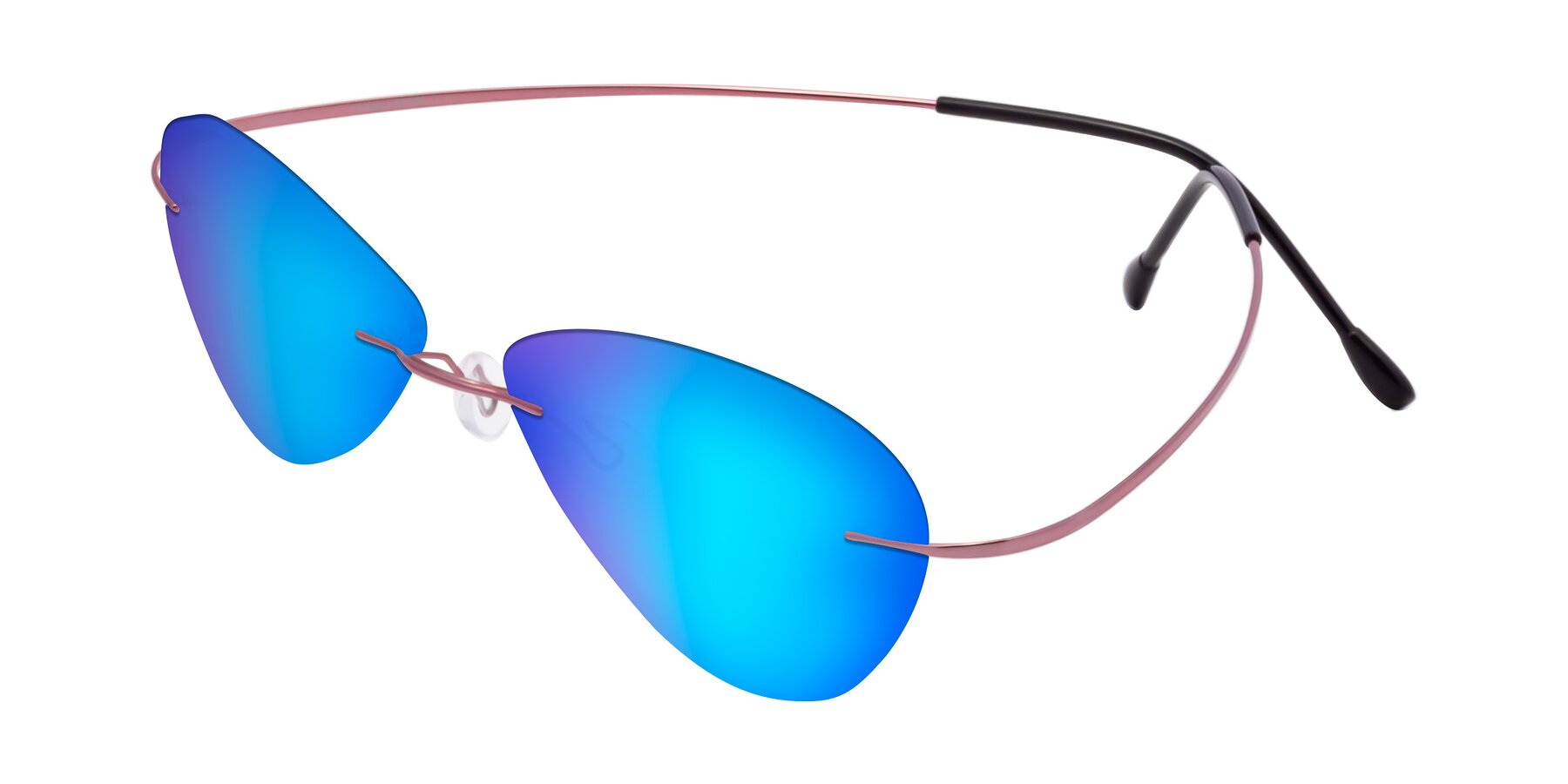 Angle of Thea in Light Pink with Blue Mirrored Lenses