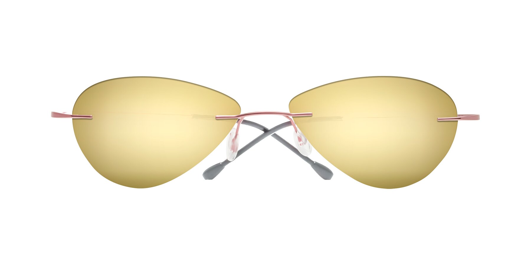 Folded Front of Thea in Light Pink with Gold Mirrored Lenses