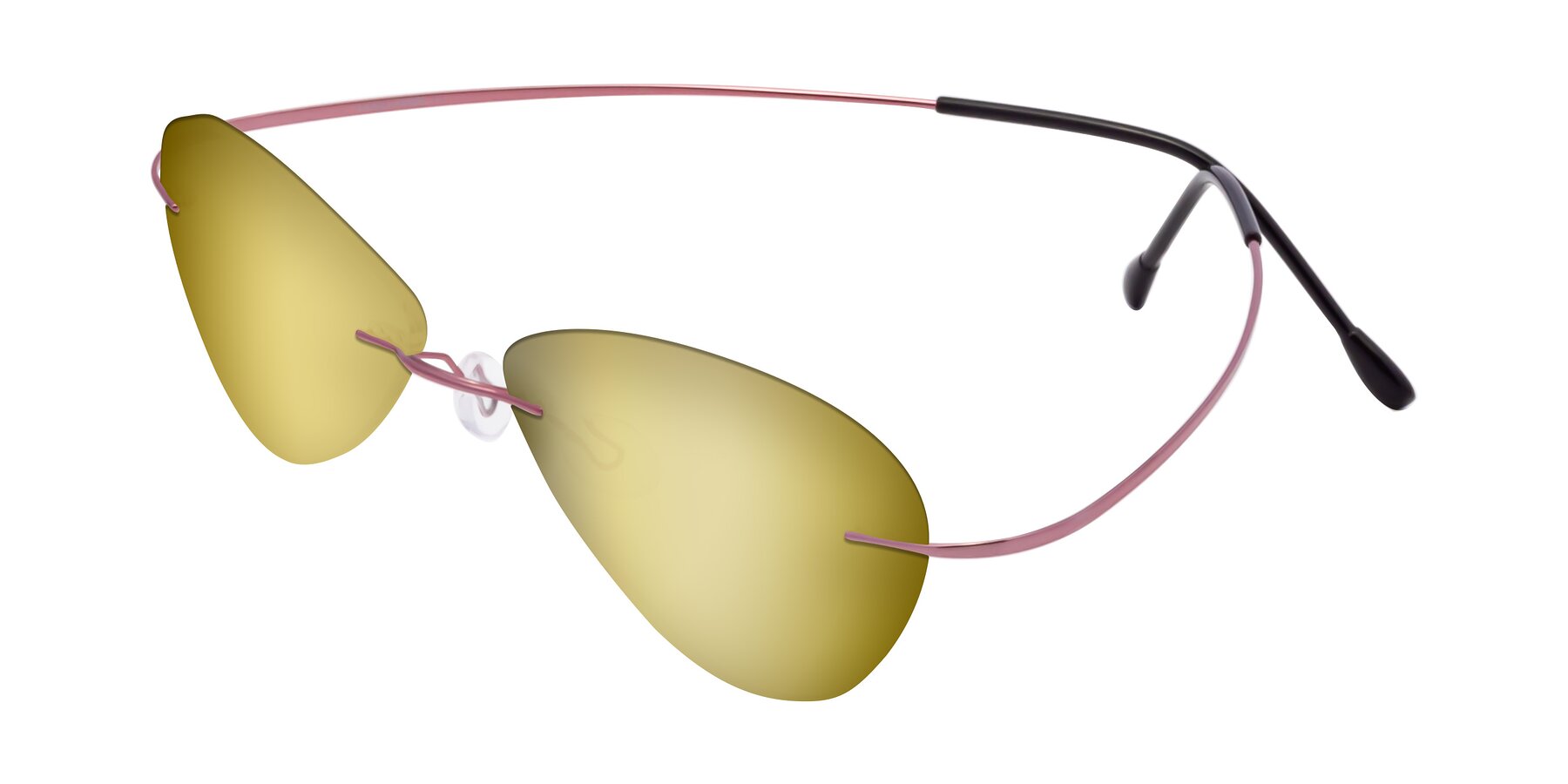 Angle of Thea in Light Pink with Gold Mirrored Lenses