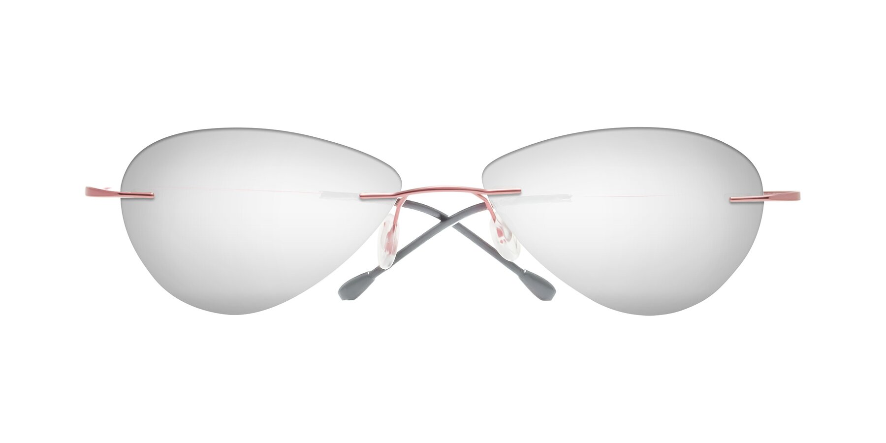 Folded Front of Thea in Light Pink with Silver Mirrored Lenses