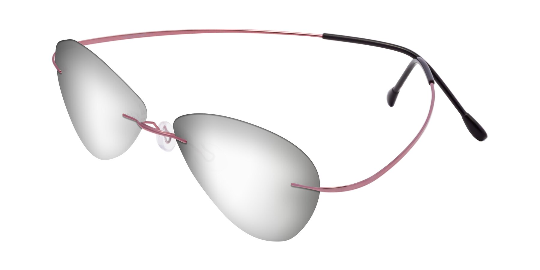 Angle of Thea in Light Pink with Silver Mirrored Lenses