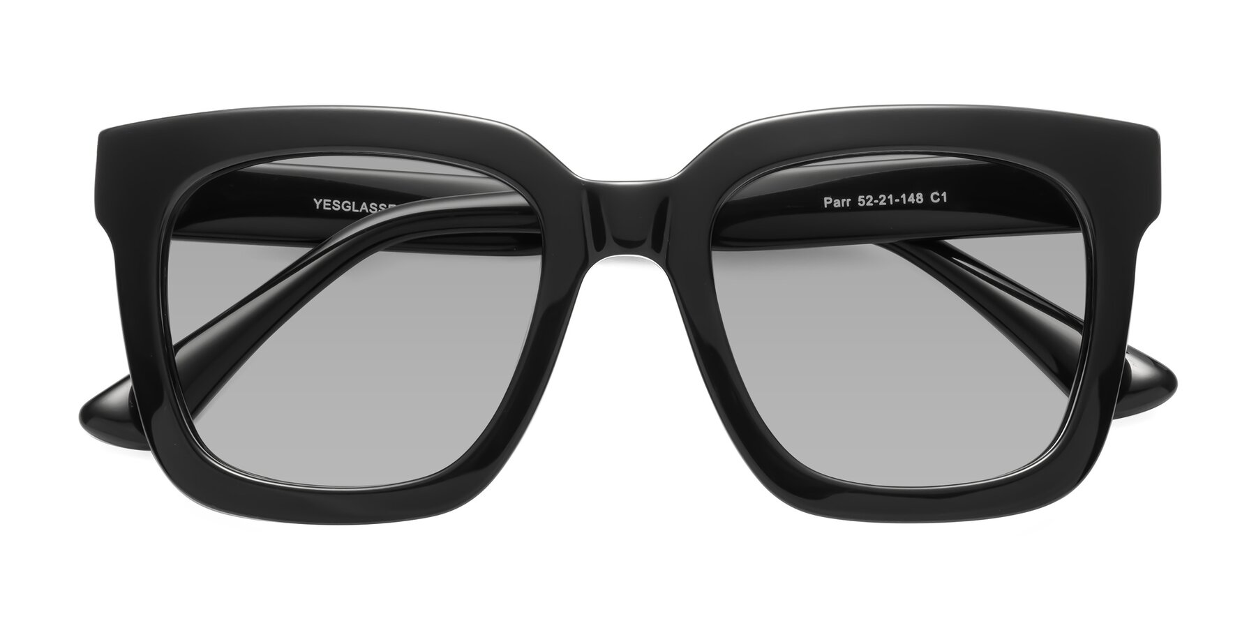 Folded Front of Parr in Black with Light Gray Tinted Lenses