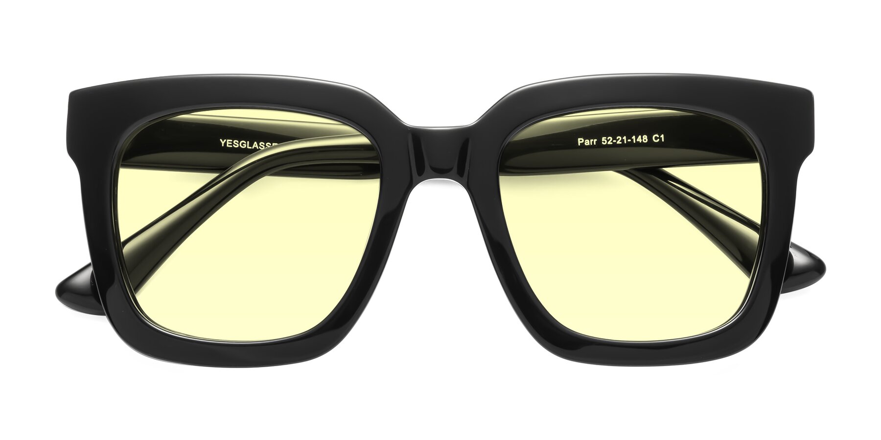 Folded Front of Parr in Black with Light Yellow Tinted Lenses