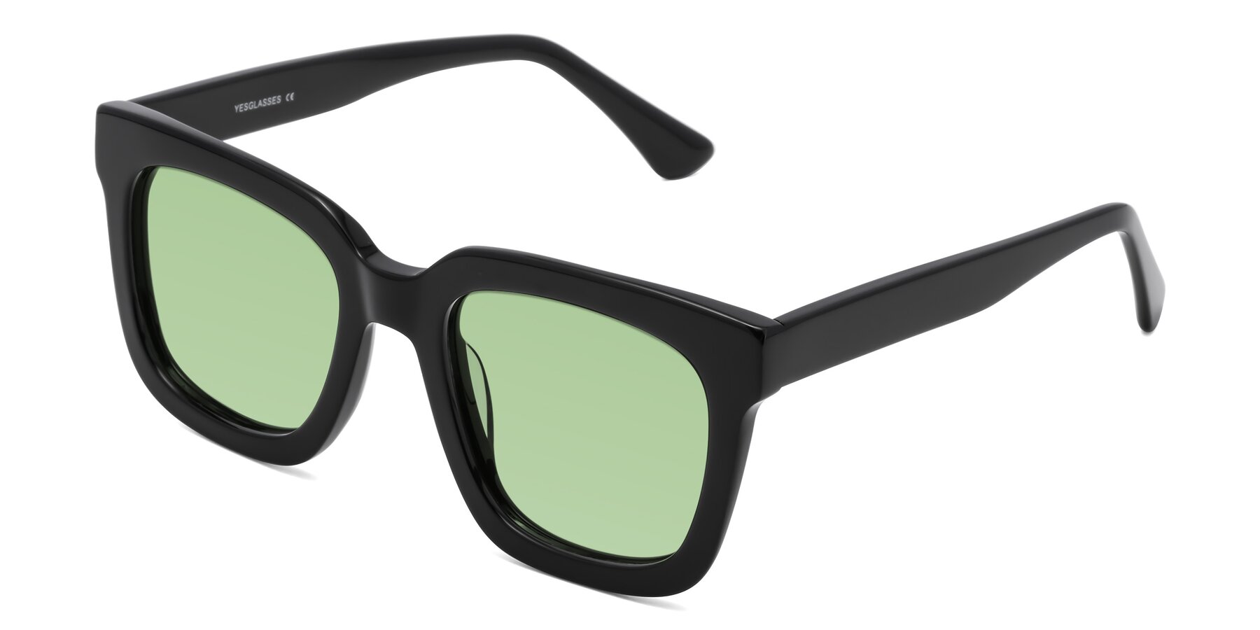 Angle of Parr in Black with Medium Green Tinted Lenses