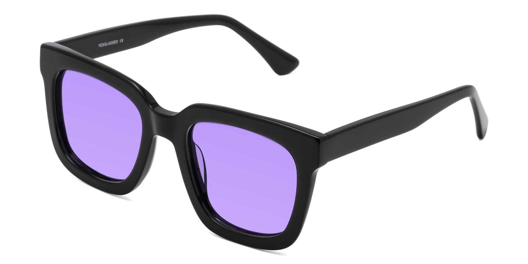 Angle of Parr in Black with Medium Purple Tinted Lenses