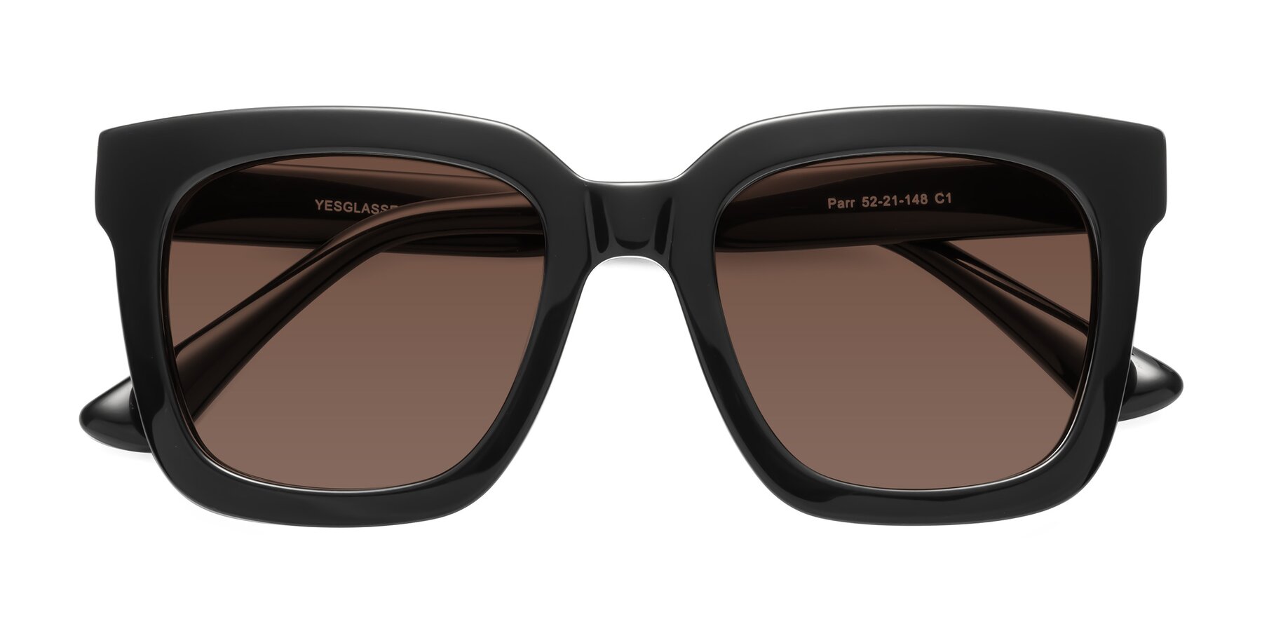 Folded Front of Parr in Black with Brown Tinted Lenses