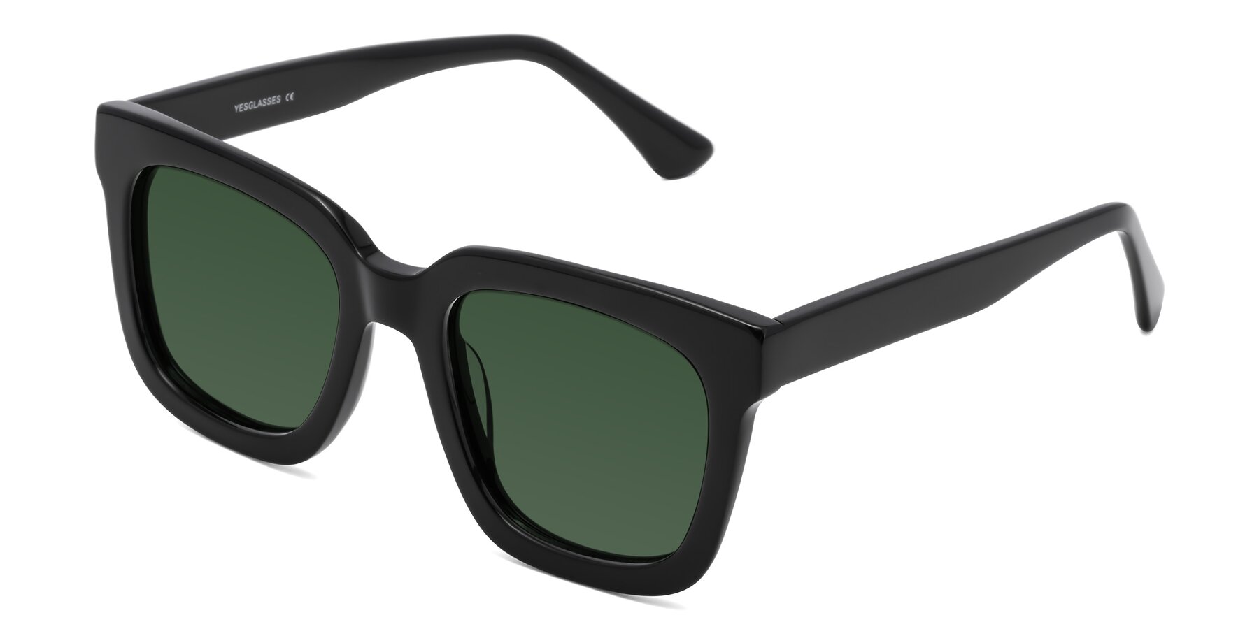 Angle of Parr in Black with Green Tinted Lenses