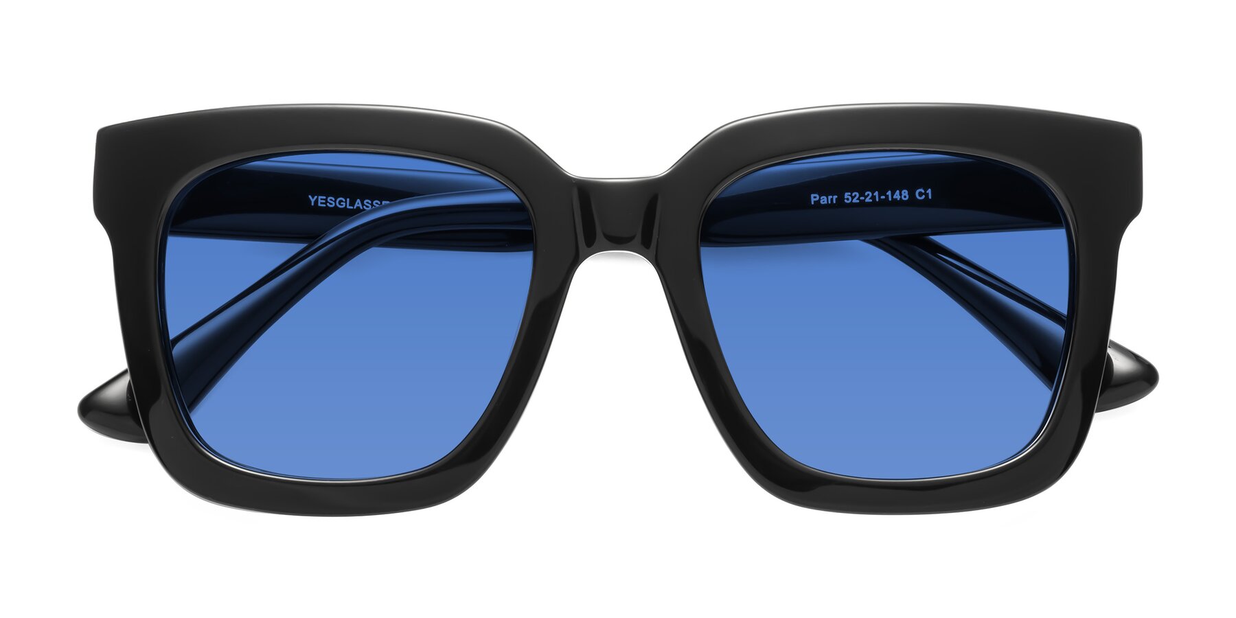 Folded Front of Parr in Black with Blue Tinted Lenses