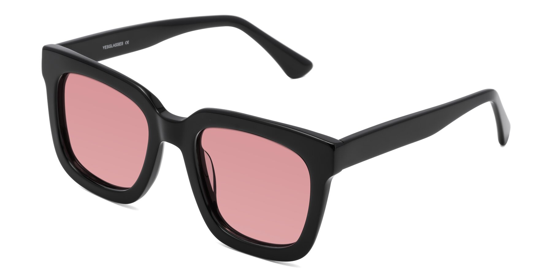 Angle of Parr in Black with Medium Garnet Tinted Lenses