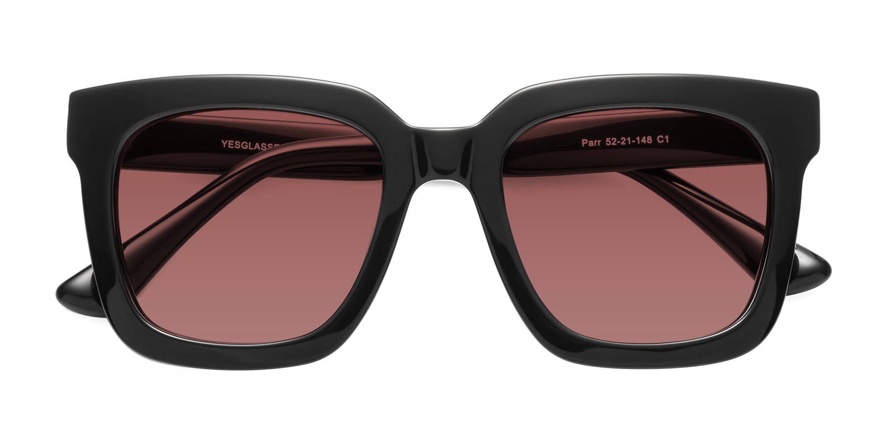 Folded Front of Parr in Black with Garnet Tinted Lenses