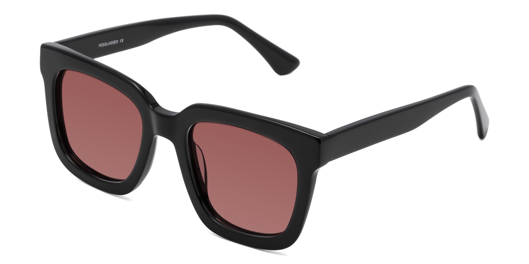 Angle of Parr in Black with Garnet Tinted Lenses