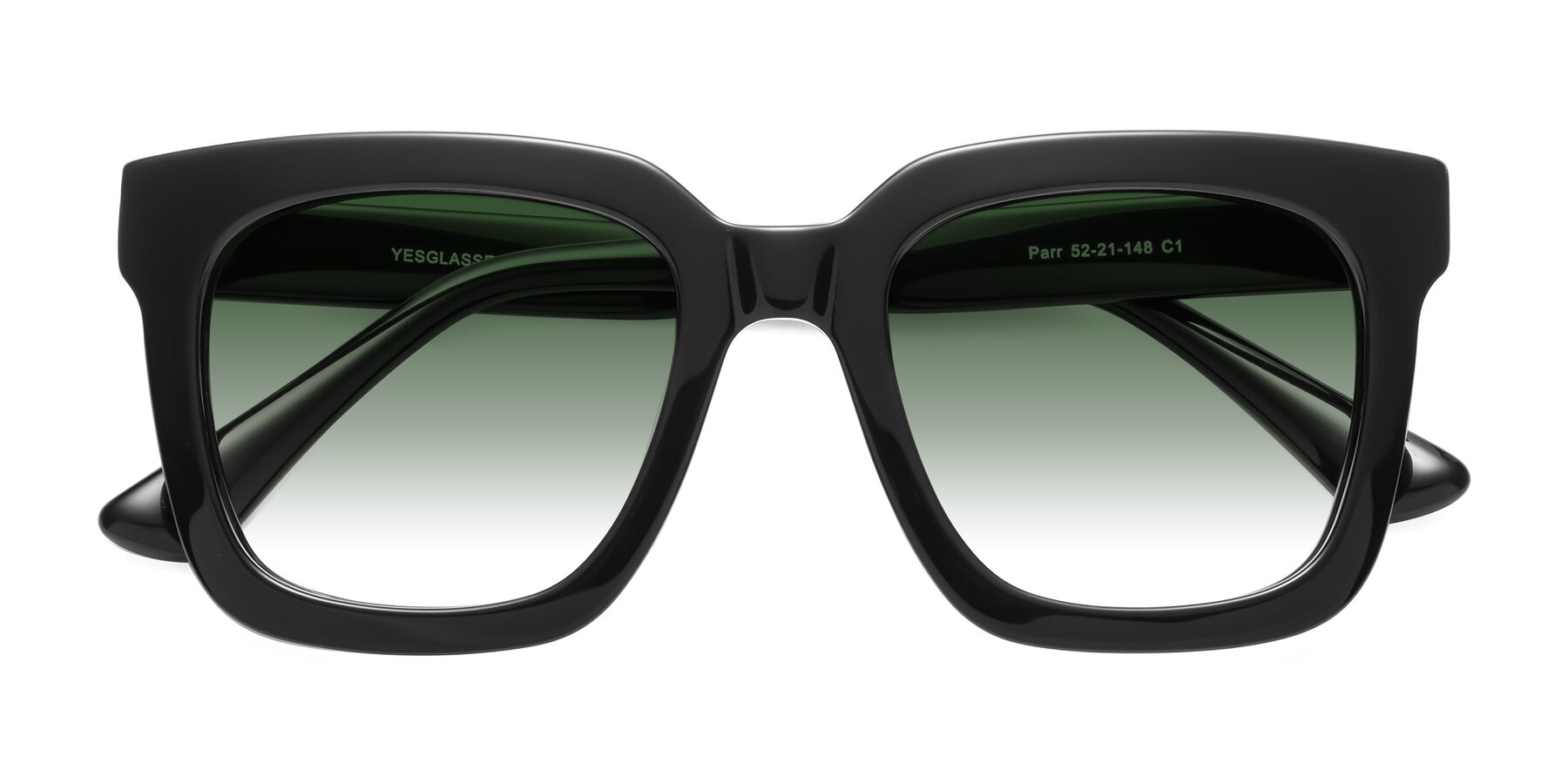Folded Front of Parr in Black with Green Gradient Lenses