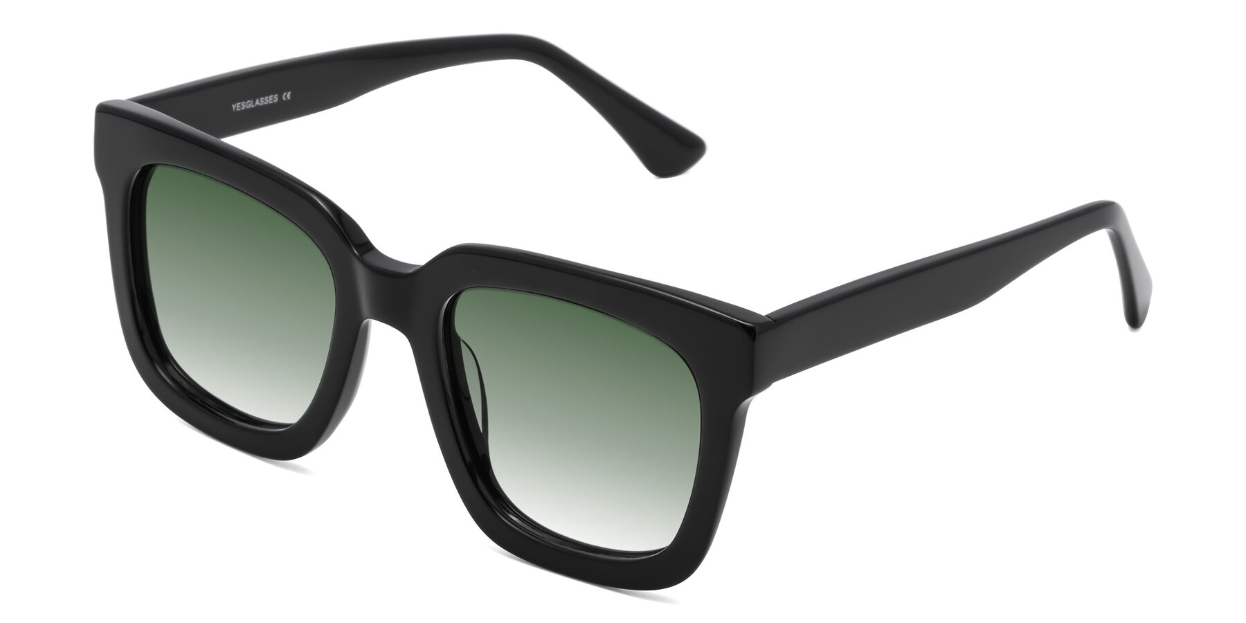 Angle of Parr in Black with Green Gradient Lenses
