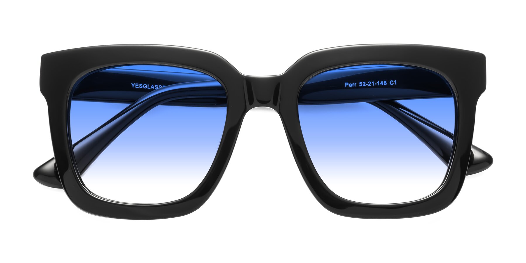 Folded Front of Parr in Black with Blue Gradient Lenses
