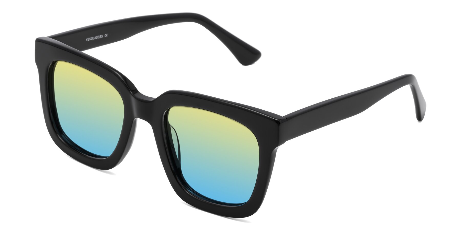 Angle of Parr in Black with Yellow / Blue Gradient Lenses