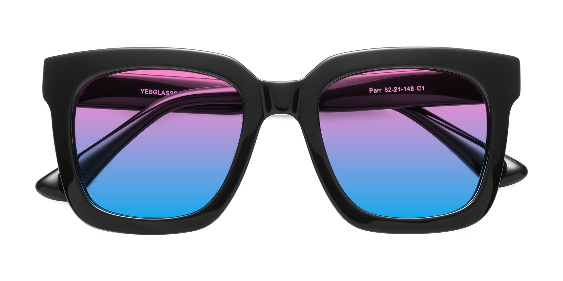 Folded Front of Parr in Black with Pink / Blue Gradient Lenses