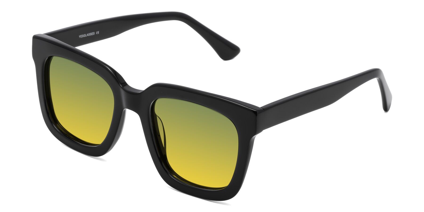 Angle of Parr in Black with Green / Yellow Gradient Lenses