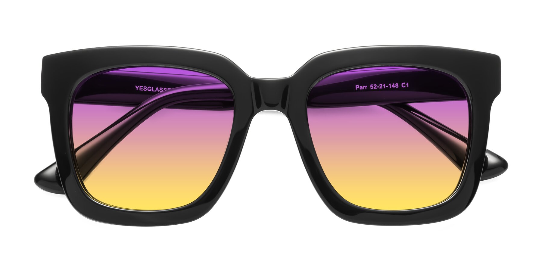 Folded Front of Parr in Black with Purple / Yellow Gradient Lenses
