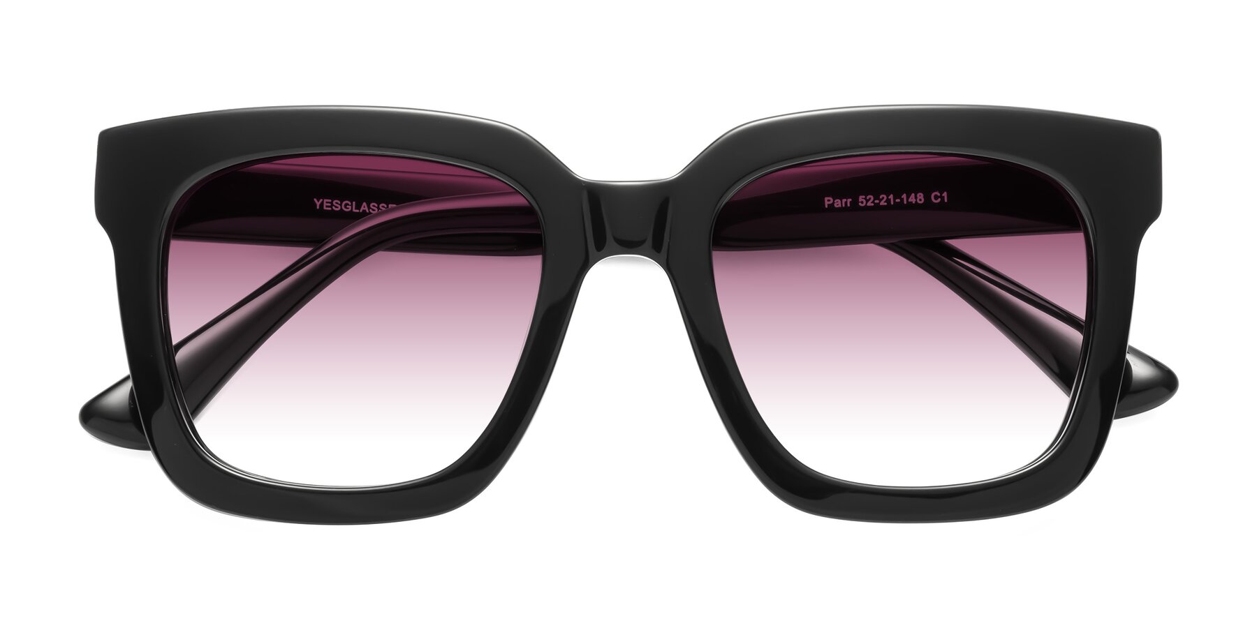 Folded Front of Parr in Black with Wine Gradient Lenses