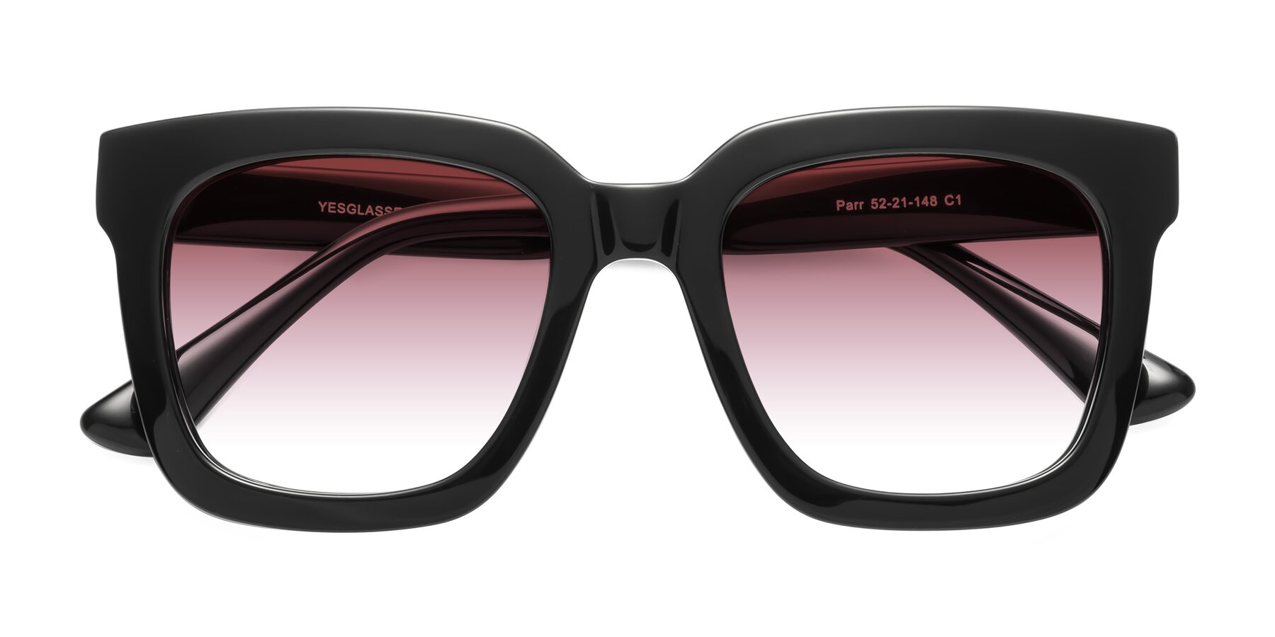 Folded Front of Parr in Black with Garnet Gradient Lenses