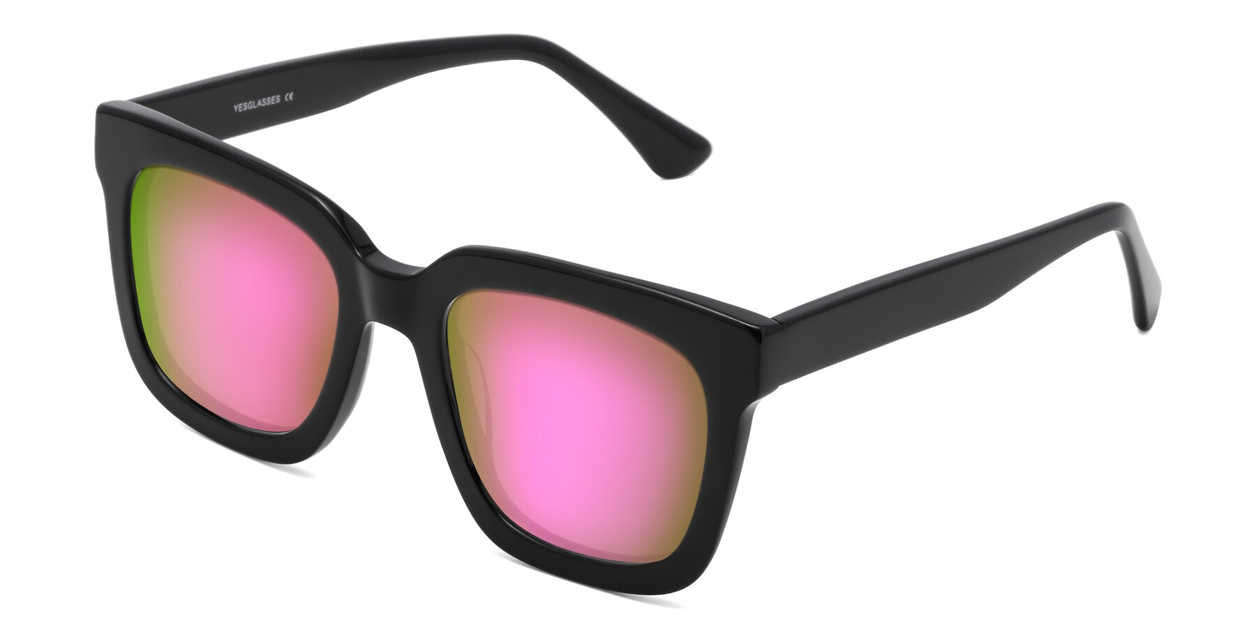 Angle of Parr in Black with Pink Mirrored Lenses