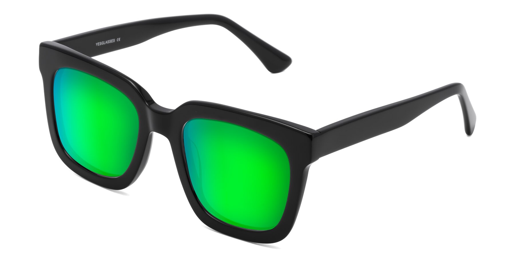 Angle of Parr in Black with Green Mirrored Lenses