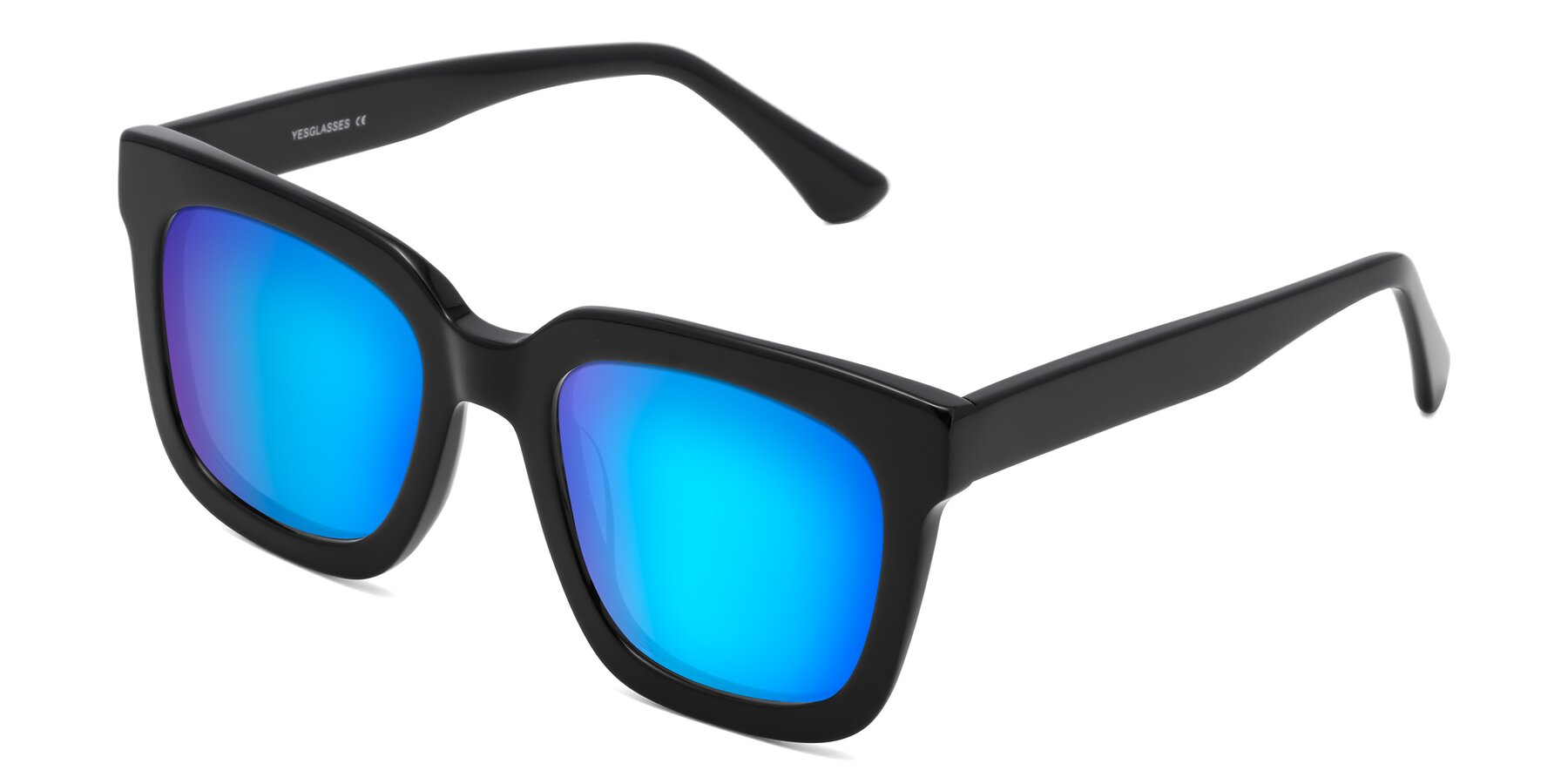 Angle of Parr in Black with Blue Mirrored Lenses