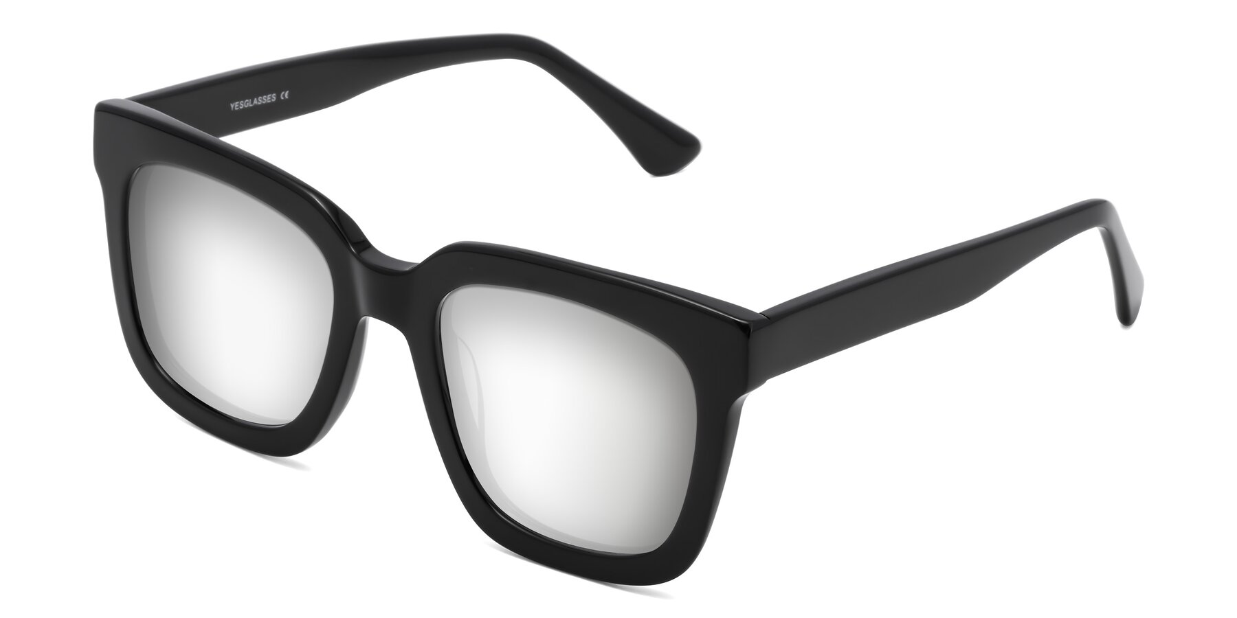 Angle of Parr in Black with Silver Mirrored Lenses